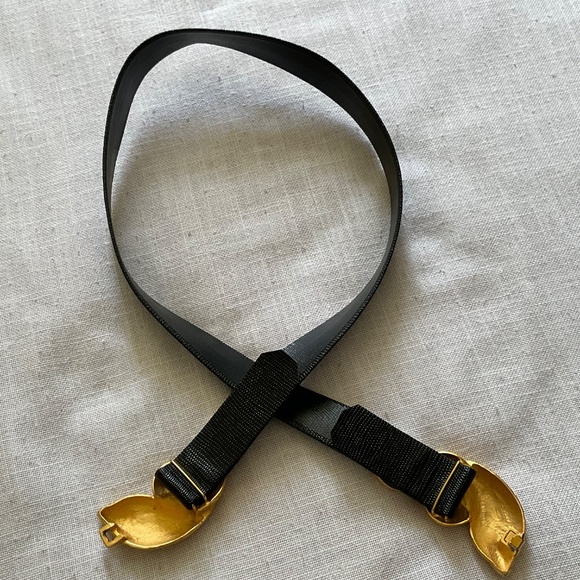 Vintage Rare  Doreen Ryan Gold Tone Double Snake Buckle Signed Adjustable Belt main image 6